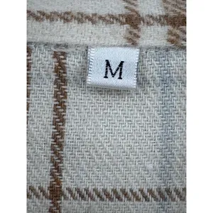 Plaid Shacket Women Medium Tan Oversized Flannel Button Up Shirt Neutral Cozy thumbnail 6