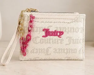 Juicy Couture Cream Pink Monogram Chain Wristlet Wallet Y2K NWT thumbnail 1