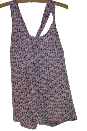 J.Crew Womens Pink Blue Abstract Pleated Back Sleeveless Blouse Top Size 14 thumbnail 1