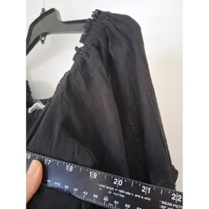 ELAN Black Off Shoulder Mini Dress Ballooo Sleeve Tunic size S 100% Cotton Gauze thumbnail 5