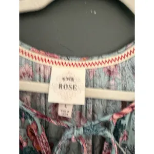 Knox Rose Blue Pink Floral Smocked‎ Waist Midi Dress with Pockets Large Boho thumbnail 4