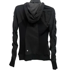 Lululemon Athletica Women’s 4‎ Full Zip Black Hoodie Jacket Ruched Lined thumbnail 6