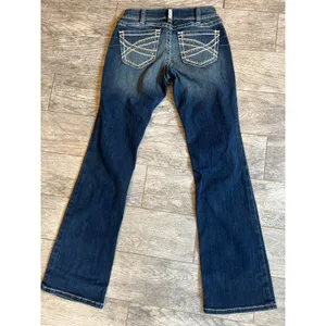 Real Ariat denim jeans Mid Rise Boot Entwined 28L 28 Long Bootcut Womens Cowgirl thumbnail 14