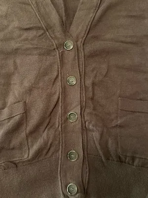LOFT Brown Short-Sleeve Button Front Cardigan thumbnail 3