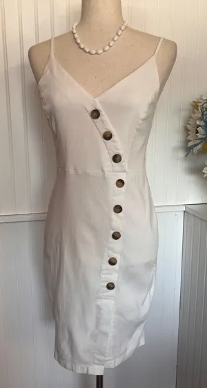 White Button Accent Dress thumbnail 1