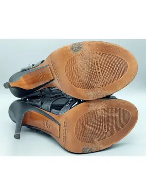 Leon Max All Leather High Heel 4.75" Tall Gray Strappy Shoes Size 8M Sexy thumbnail 9