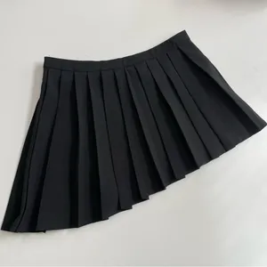 Tiger Mist Skirt Mini Pleated Asymmetrical Lined Dark Academia School Girl Black thumbnail 6