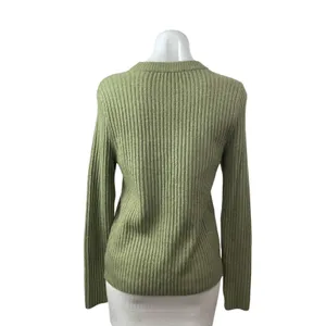 Abercrombie & Fitch Women's Green Ribbed Knit Long Sleeve Sweater Top Size M thumbnail 4