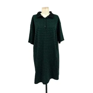 Zara Jacquard Polo Short Sleeve Tee Shirt‎ Dress Green Black Size Medium thumbnail 3