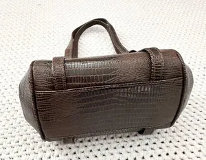 After Five Brown Reptile Textured Leather Framed Small Evening Bag Vintage thumbnail 2