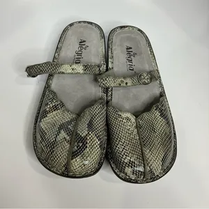 Alegria‎ snake skin print mary Jane mules gray cream size 39 thumbnail 2
