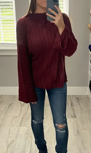 BP. Maroon Flare Sleeve Sweater thumbnail 1