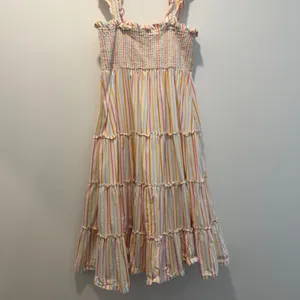 Crown & Ivy Women's Large Smocked Ruffle Strap Tiered Striped Midi Dress thumbnail 7