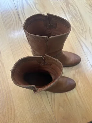 Frye Nora Mid Leather Pull On Boots Cognac Brown Block Heel Women's Size 10 B thumbnail 4
