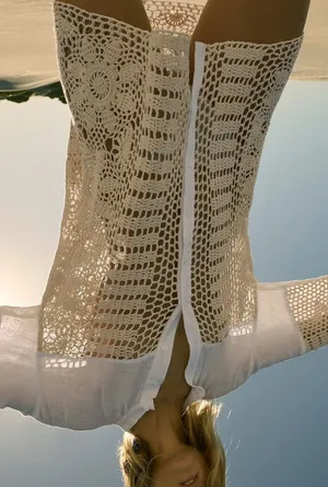 Zara Contrasting Crochet Top Size M thumbnail 1