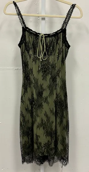 NWT Cider Women's‎ Lace Cami Midi Dress Green Black S Vintage Inspired thumbnail 1