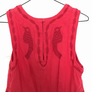 Free People Red Birds of a Feather Embroidered Mini Dress 12 Boho Folk Romantic thumbnail 12