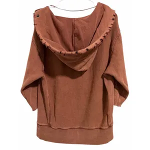 Free‎ People West Track Distressed Hoodie Brown Women's Size Small thumbnail 2