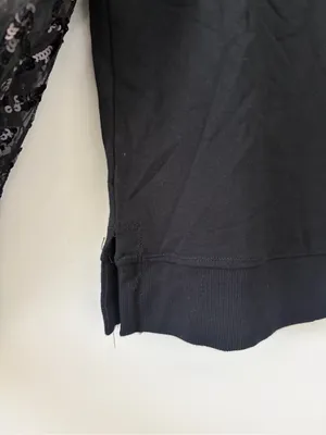 Anthropologie Maeve Black Tasha Lace Sequin Wide Sleeved Crewneck Sweatshirt S thumbnail 5