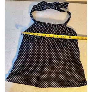 Land’s End Halter Tankini Top Bathing Suit Black White Polka Dot Women’s Size 8 thumbnail 4