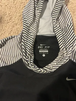 Nike Black and White Striped Dri-FIT Hoodie thumbnail 3
