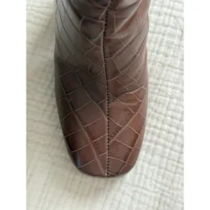 SCHUTZ Raff Croc-Embossed Leather Platform Boots US Size 6 B Brown Mid‎ Calf thumbnail 8