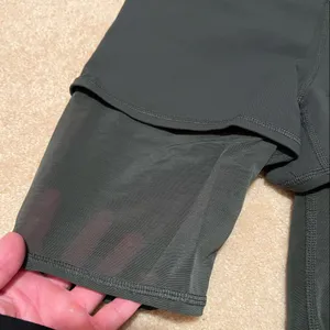 Alo yoga high waist mesh biker shorts - hunter green thumbnail 2