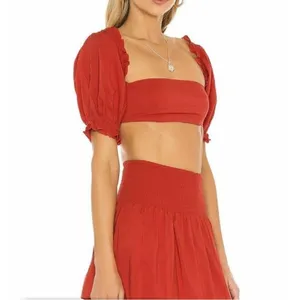 Weworewhat Coco Solid Obe Ruby Red Top Womens Sexy Cropped Xs thumbnail 2