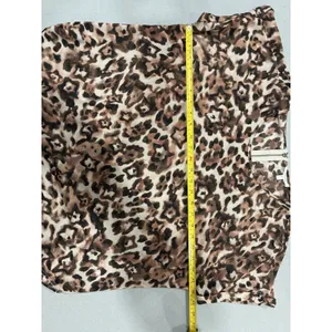 Maurices Womens Leopard Print Short‎ Sleeve Zipper Back Blouse Brown Size L thumbnail 7