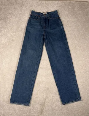 Madewell Blue Jeans Baggy Straight Leg 24 High Rise‎ Denim Pants Cotton Hemp thumbnail 1