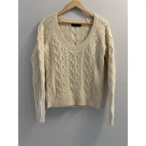 VTG The Limited Angora Lambswool Cable Knit Sweater Cream Ivory L Scoop Neck Y2K thumbnail 2