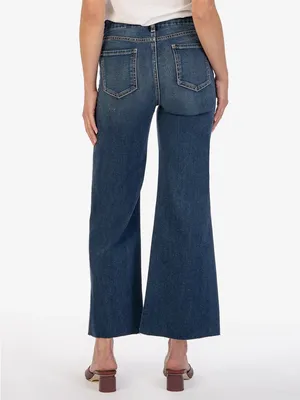 Kut From the Kloth Meg High Rise Fab Ab Wide Leg Jeans Denim Yielded Wash Blue 8 thumbnail 2