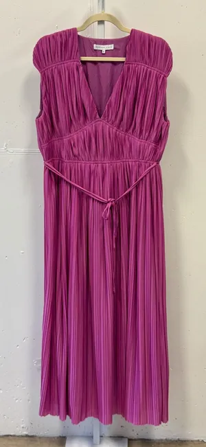Endless Rose Magenta Pink Pleated Maxi A-line Dress V-Neck Sleeveless XL Brunch thumbnail 1