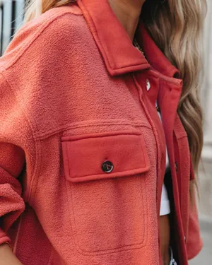VICI NEW -TANAN POCKETED BUTTON DOWN FLEECE SHACKET - RUST thumbnail 5