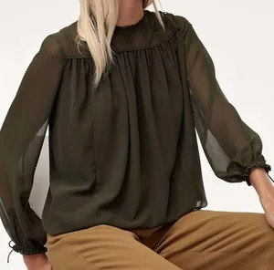 Aritzia Wilfred | Small | Lourdes Chiffon Button Sleeve Semi-Sheer Blouse Top thumbnail 1