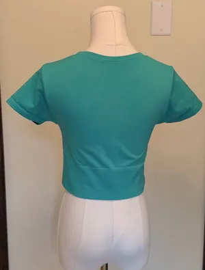 Offline by aerie short sleeve pine fitted ribbed hemline cropped top thumbnail 5