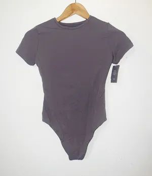 Auden Short Sleeve Scoop Fitted Women’s Bodysuit in Mauve/Gray Luxury Collection thumbnail 1