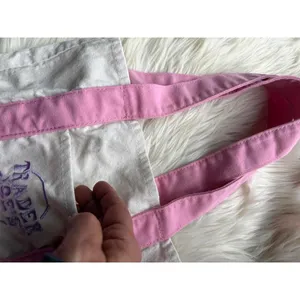 Trader Joe's Pink and White Canvas Tote Bag thumbnail 8