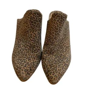 ABLE Tan/Black Leopard Print Heeled Pointed Toe Slip On Mules Shoes - Size 8.5 thumbnail 2