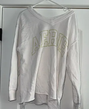 Aerie v- neck oversized White Sweatshirt thumbnail 1