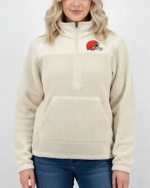 NFL Team Apparel Cleveland Browns‎ Sherpa Fleece 1/4 Zip Pullover Sweatshirt XXL thumbnail 1