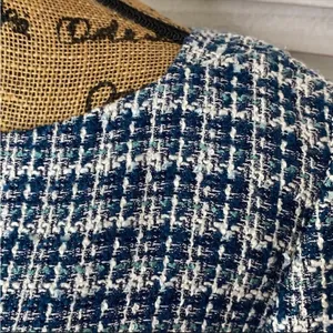 Ann Taylor Tweed Fringe Trim Boatneck Top Shirt‎ Blue White 8 Preppy Nautical thumbnail 6