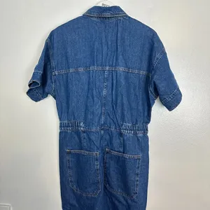 FREE PEOPLE Marci Denim Jumpsuit in Wash Sapphire Blue Size Large thumbnail 9