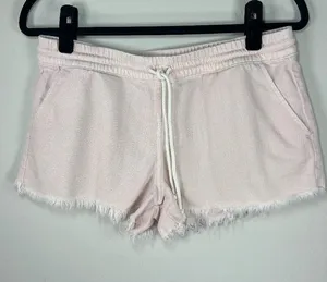 Aerie Pull-On Raw Hem Shorts Pale Pink Pockets Beachy Coastal Vacation Sz Medium thumbnail 1