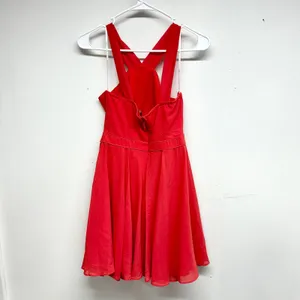 Lulus Women Flowy Forevermore Skater Mini‎ Dress in Coral Red Size Small thumbnail 4