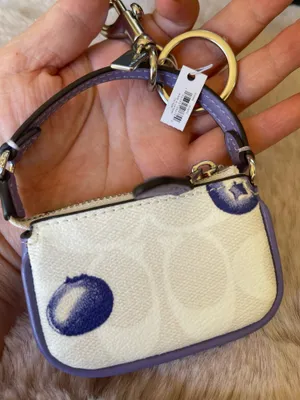 NWT Coach Mini Nolita Bag Charm In Signature Canvas With Blueberry Print CR498 thumbnail 2