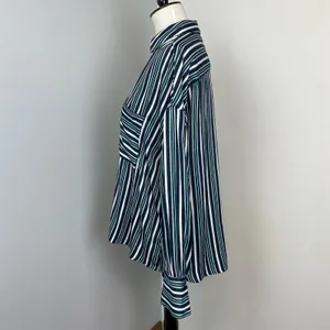 Free People Mad About You Striped Satin Button Down Shirt Small thumbnail 8