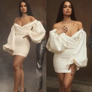 HOUSE OF CB Carlyn Ivory Satin Balloon Sleeve‎ Mini Dress XS NWOT thumbnail 14