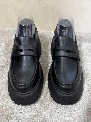 ASOS Design Women’s Wide Fit Maestro Chunky Loafers Shoes Academia in Balck 9W thumbnail 5