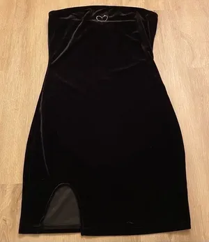 Black Velvet Y2K Style Sleeveless Mini Dress Rhinestone Small thumbnail 1